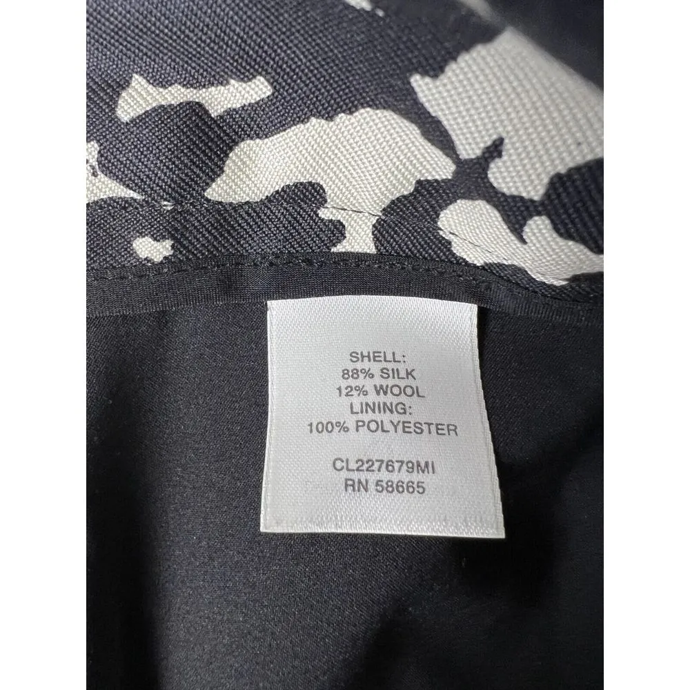 Nordstrom CLASSIQUES ENTIER Black White Silk Wool Pencil Skirt Sz 12 $195 Retail - Image 4