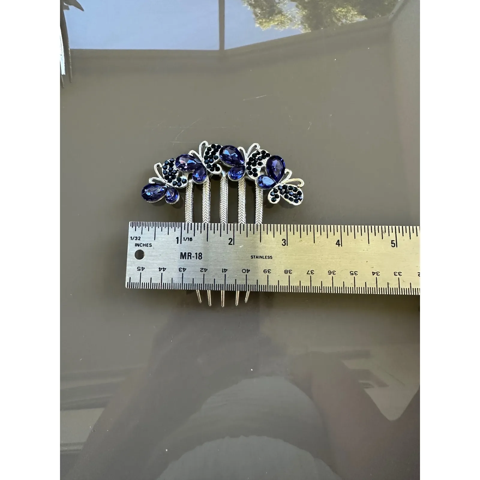 Rhinestone Butterfly Hair Comb‎ Clip Silver Bridal Prom Formal Set of 3 - Image 5