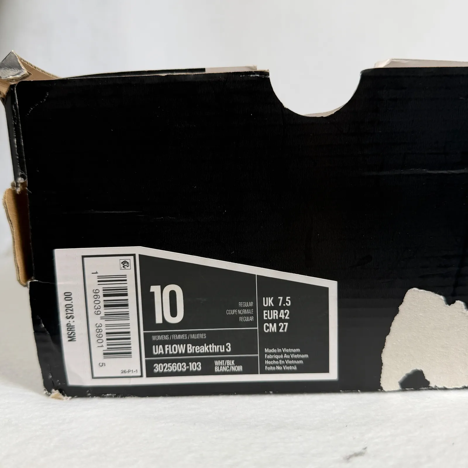 Under Armour UA Flow Breakthru 3 Athletic Shoes Black White Womens Size 10 - Image 11