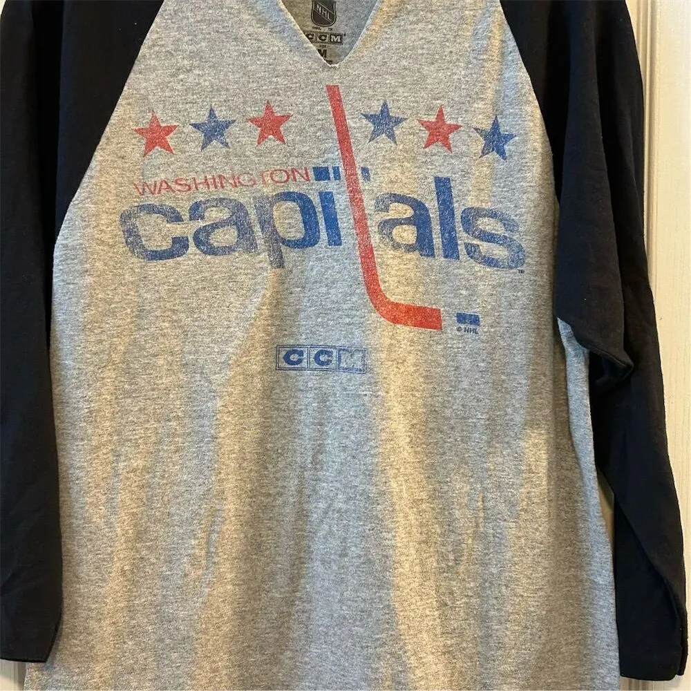 Washington Capitals CCM NHL Gray Raglan Long Sleeve T - Image 3
