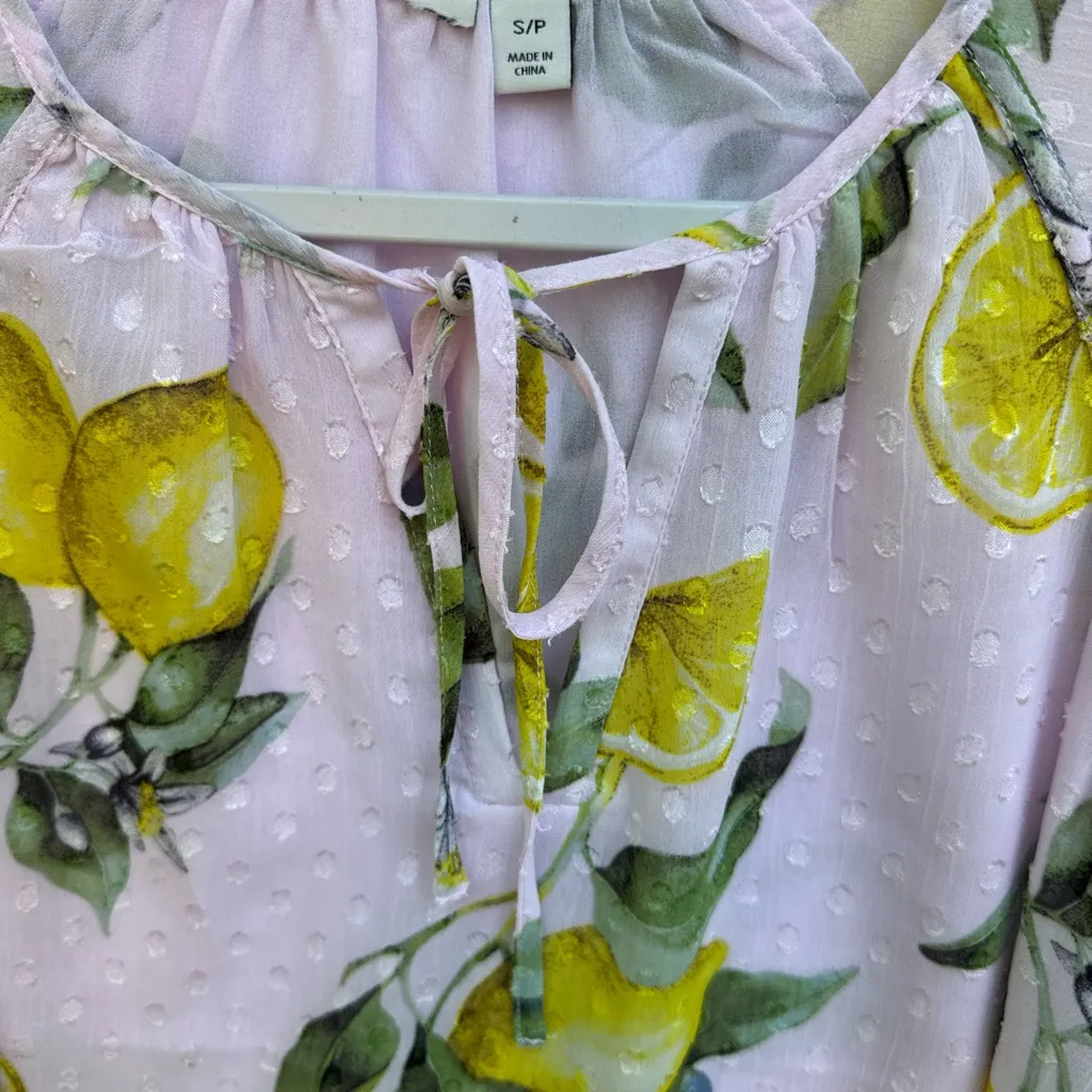 Joie Lemon Print Sheer Blouse - Image 5