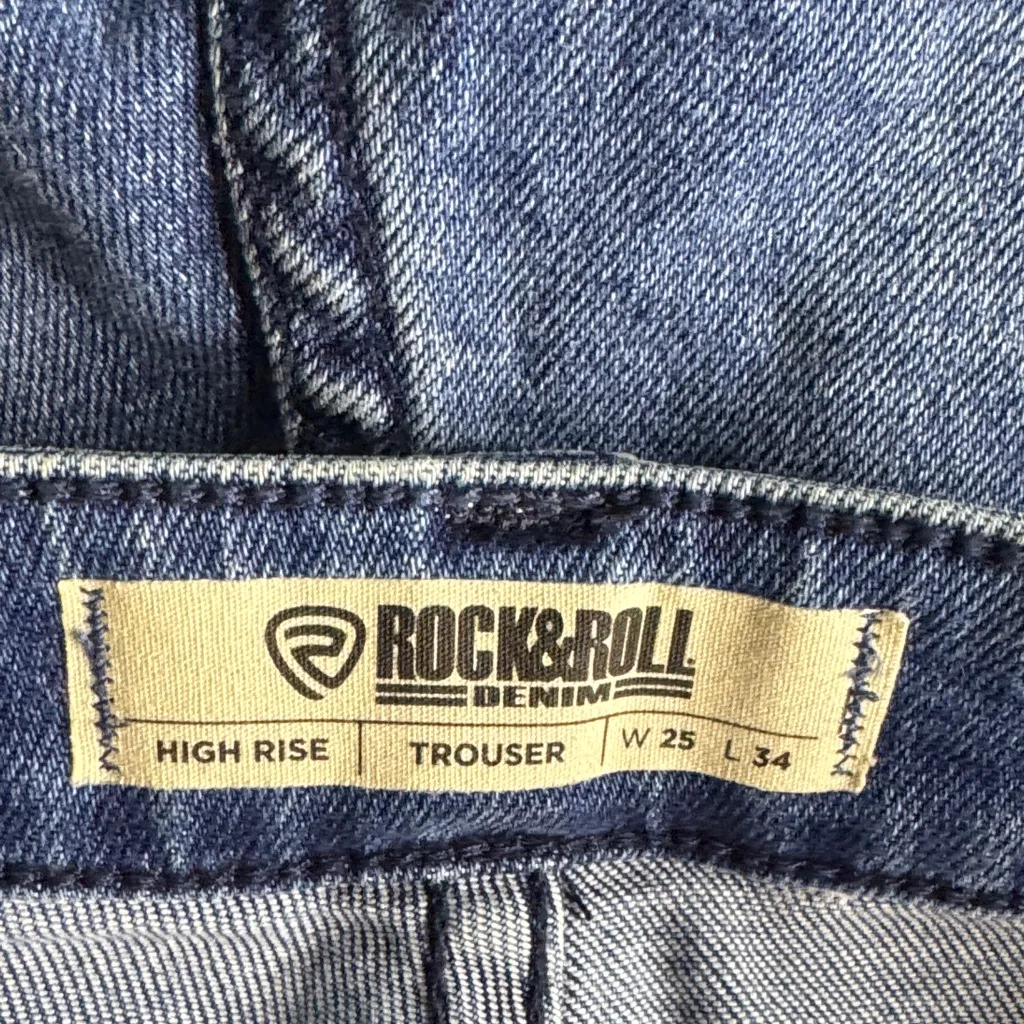 Rock & Roll Denim Women's Blue Flare Jeans With White Accents Size undefined - Image 2