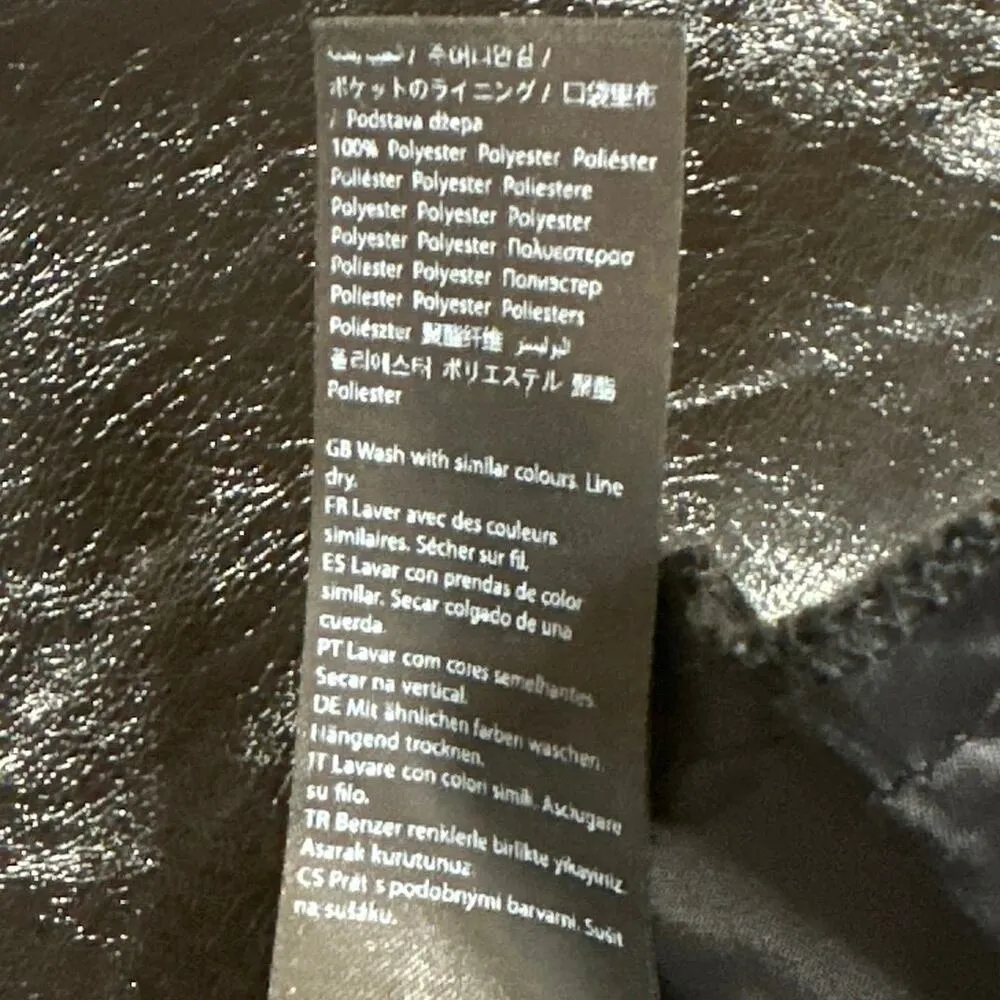 NA-KD Women's Black Faux Vegan Leather Wide Leg High Waisted Trousers Pants 38 - Image 5