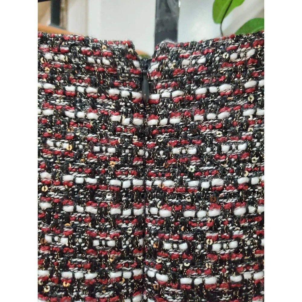LOFT Womens Red & Black Polyester Sequin Tweed Fringe Bottom Mini Skirt Size 12P - Image 5