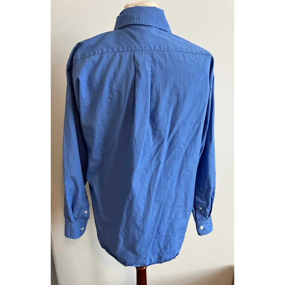 Lauren Ralph Lauren Embroidered Crown Chest Long Sleeve Button Up Size 8 Blue - Image 6