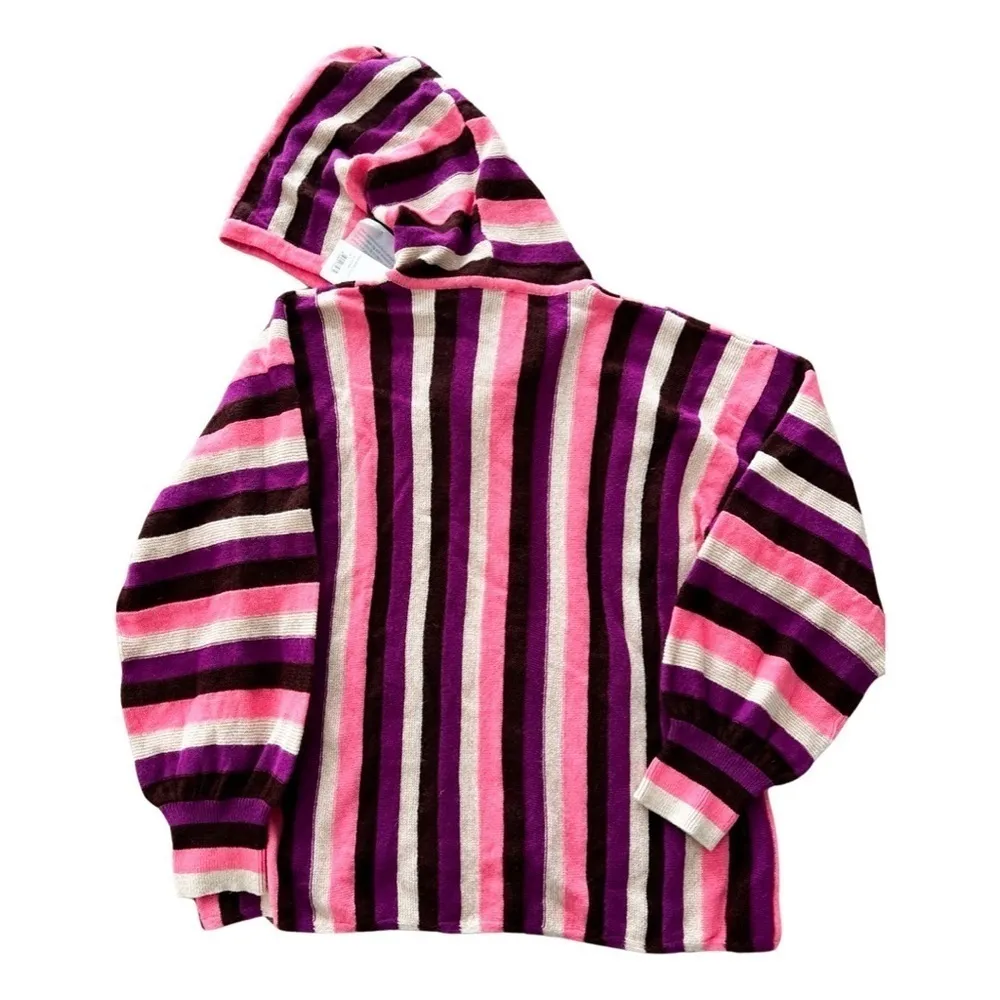 NWT FORTE FORTE Striped Wool Riga Barre Knit Hoodie Sweatshirt Sz M Tan Size M - Image 3