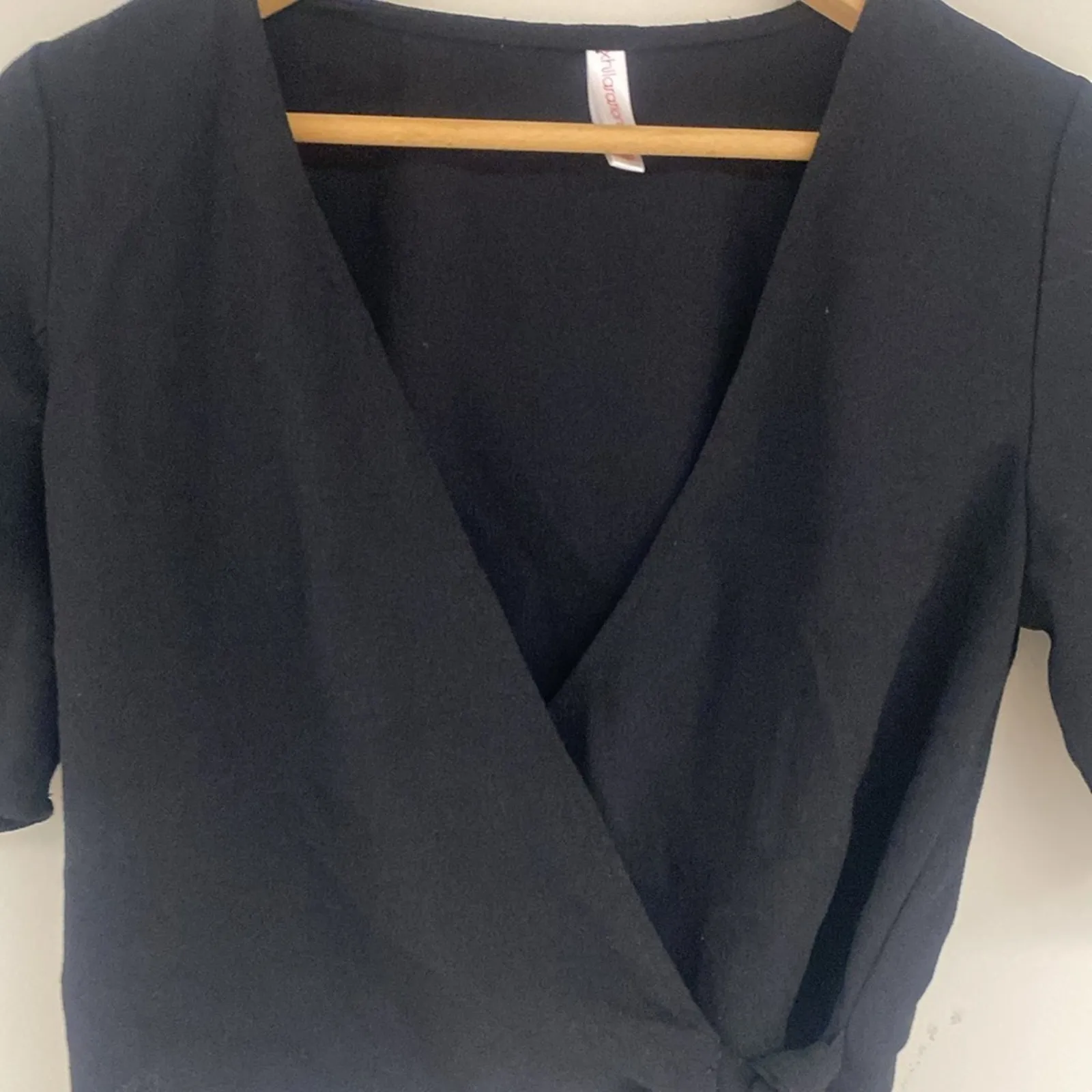 Xhilaration Black Wrap V Neck Short Sleeve Crop Top Size XS - Image 2