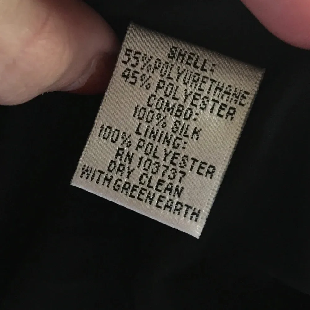 Ali Ro Black Faux Leather Pleated Dress Silk Lace - Image 6