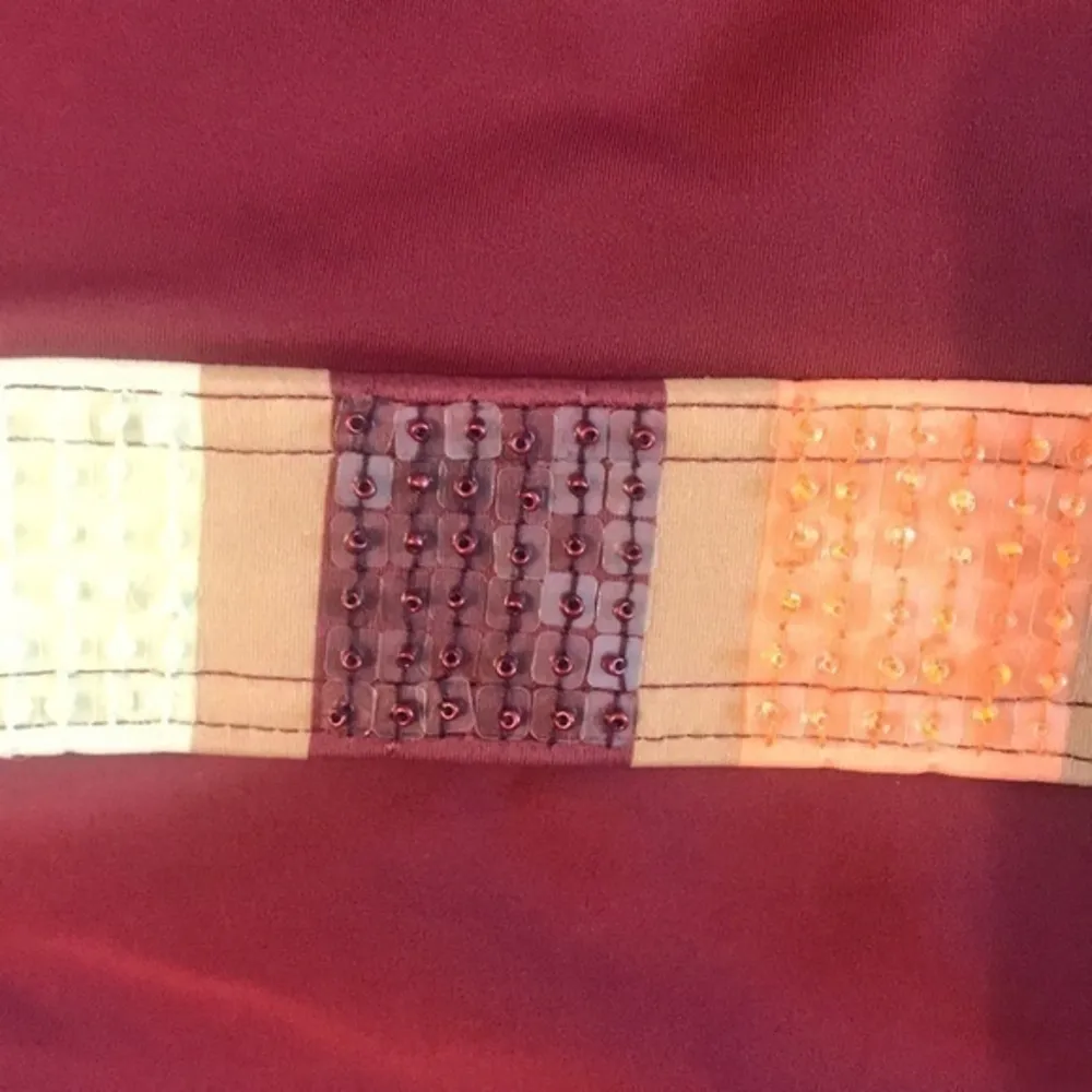 VIX swim top burgundy with sequin band Size M - Image 3