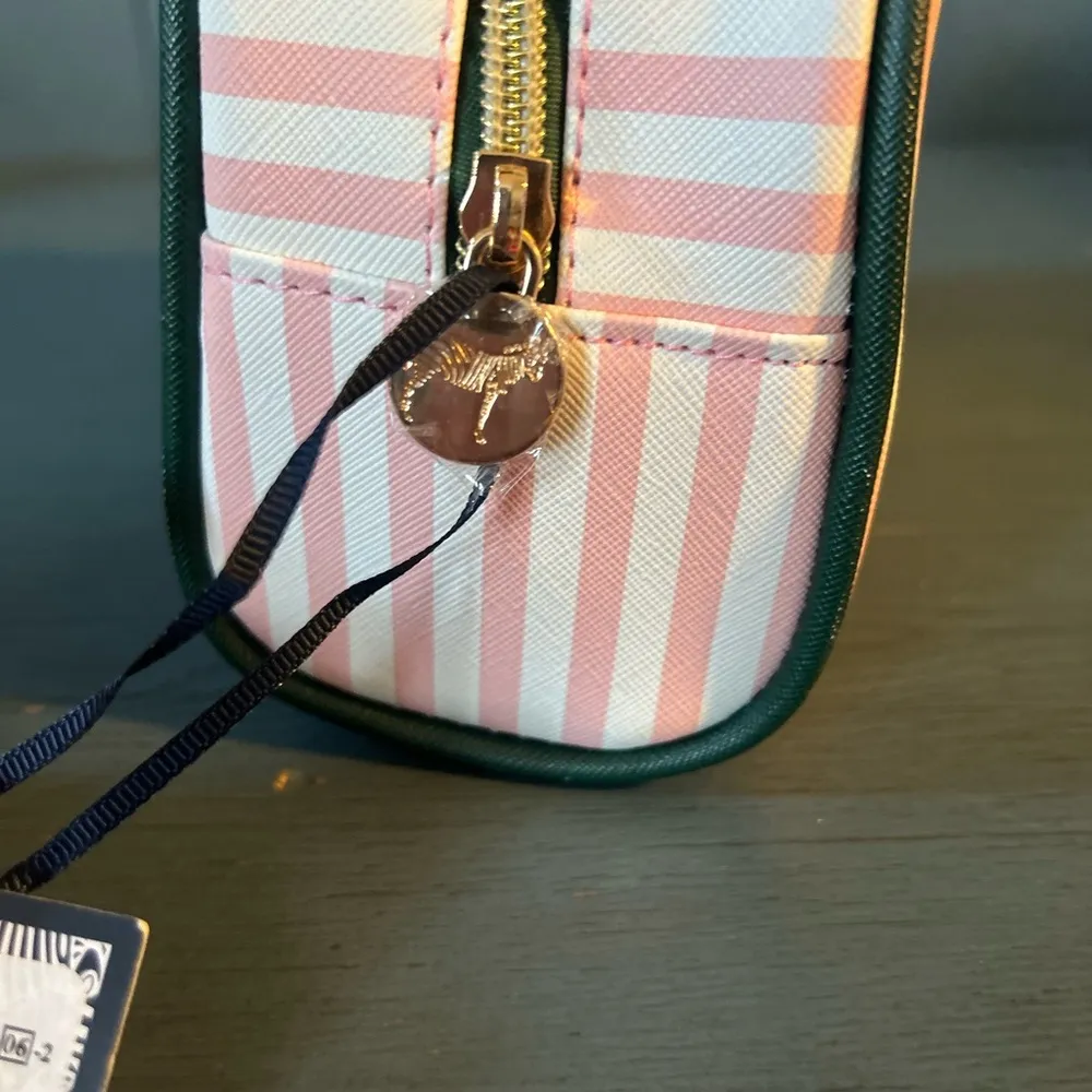 Dabney Lee Lemon Pink Stripe Single Zip Cosmetic Bag PVC 8.5" Travel Pouch - Image 3