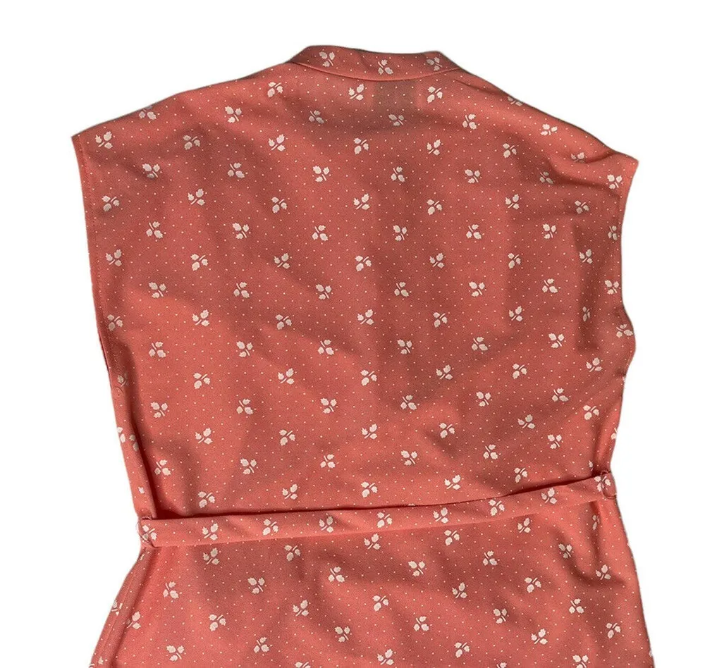 Vintage Marty Gutmacher Peach Polka Dot Floral Pleated Skirt & Blouse Set Sz 12P - Image 7