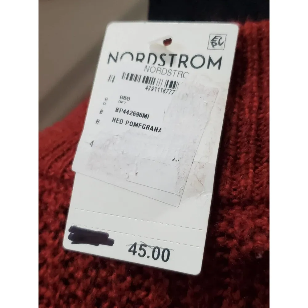 BP. Women's Red Cotton Long Sleeve Mock Neck Pullover Knit Sweater Size 2XS - Image 7