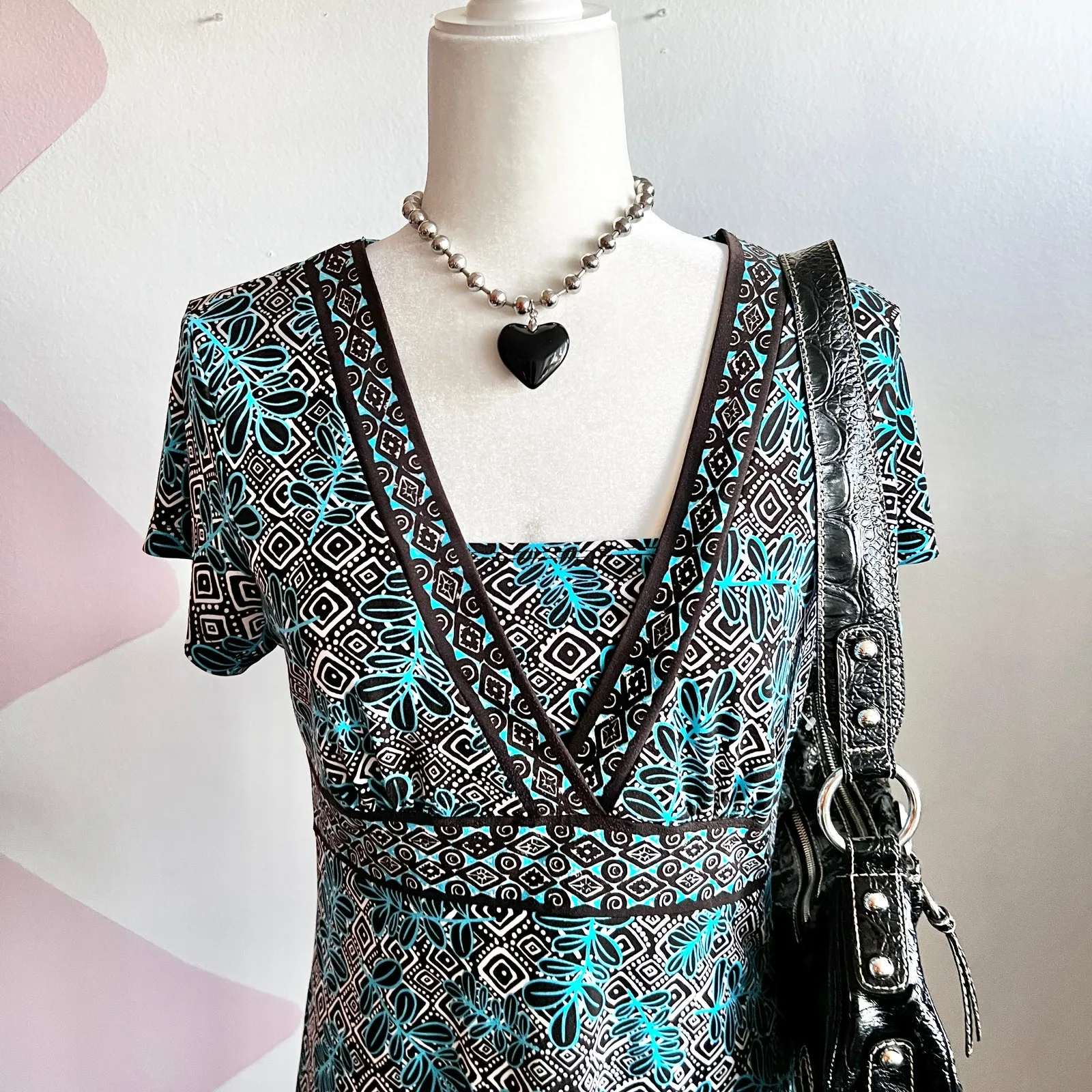 Vintage Floral Babydoll Top, Cottagecore Y2K Coquette Fairycore‎ 2000s Medium Black - Image 2