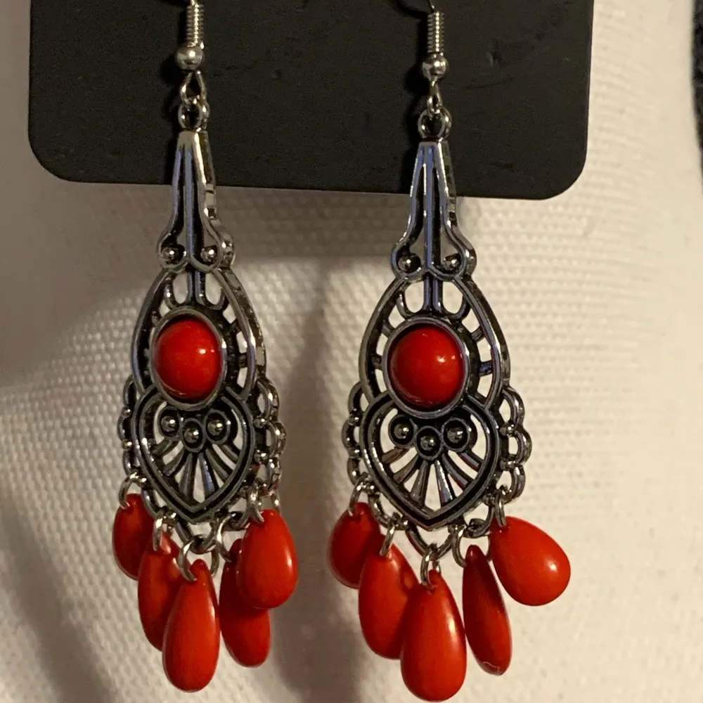 Paparazzi Red Fruity Tropicals Dangle Earrings - Image 3