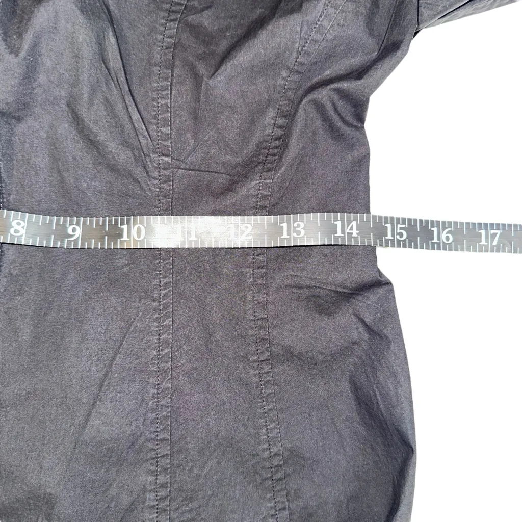 Frame Organic Cotton Smocked Back Black Short Sleeve Mini Shirt Dress MEDIUM - Image 8