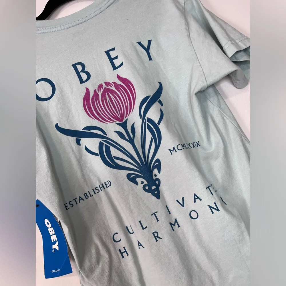 OBEY Organic Cultivate Harmony NWT Graphic Tee Unisex T-Shirt Adult Sz XS - Image 6