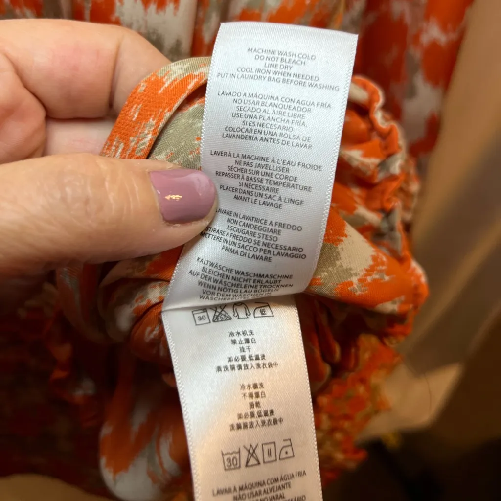 Michael Kors Orange & White Blouse Women’s Size Medium - Image 6