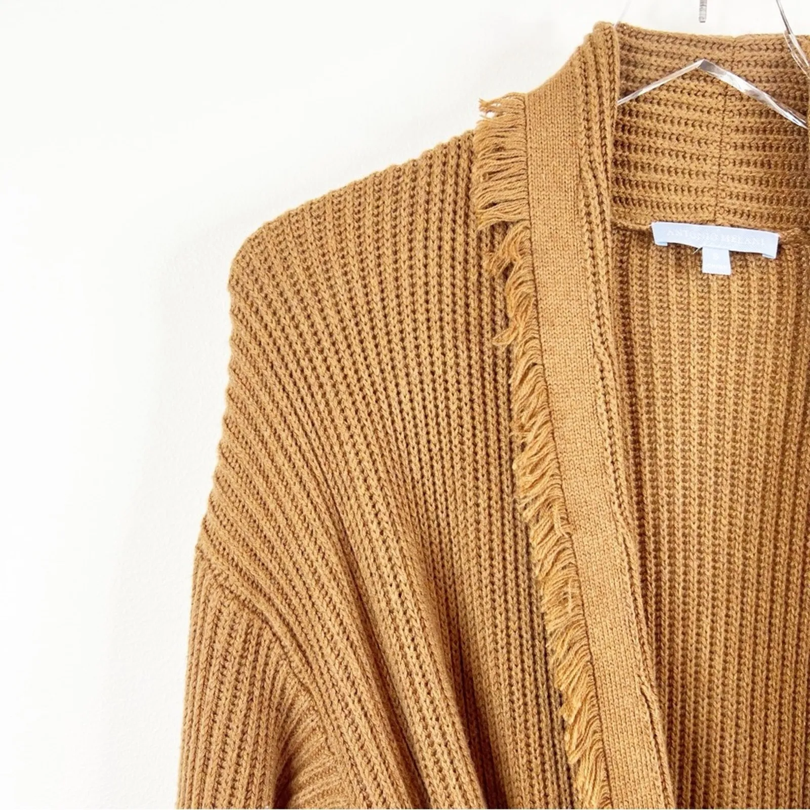 Antonio Melani Masiee Fringe‎ Longline Belted Cardigan S Tan - Image 5