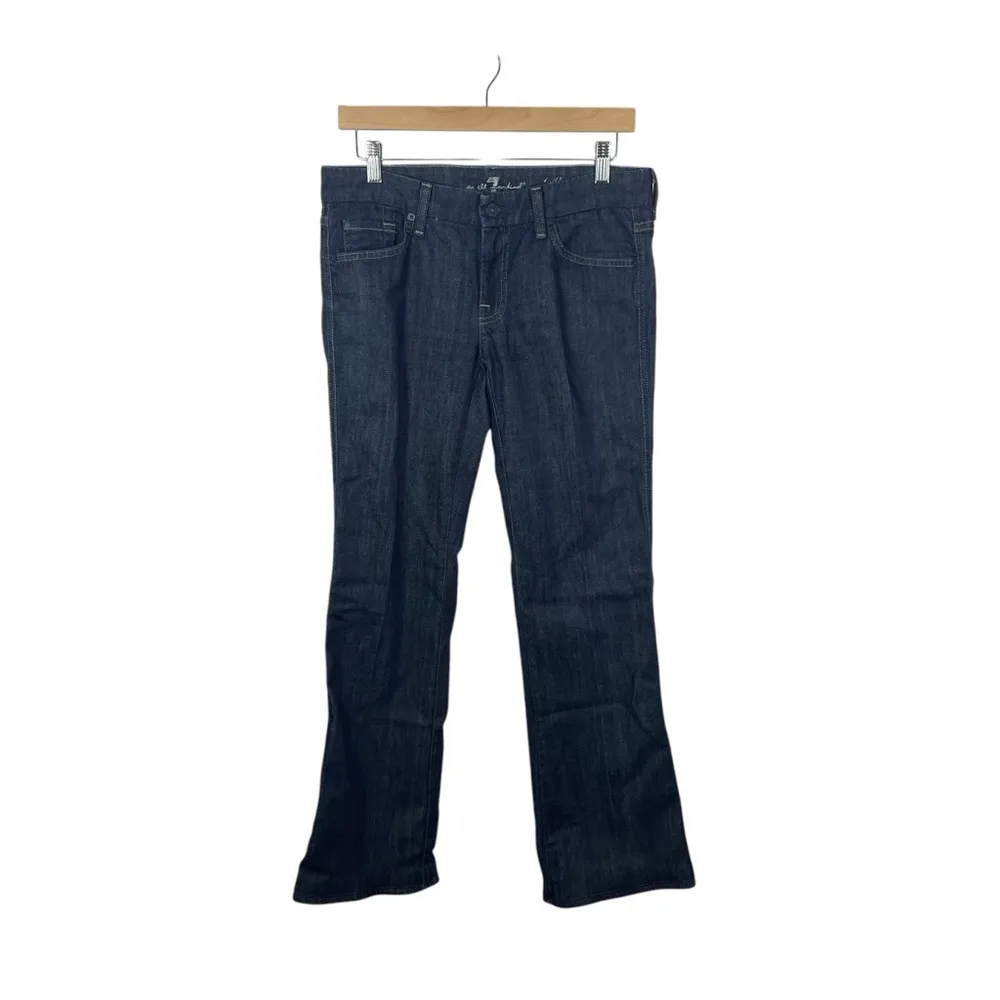 7 For All Mankind Women’s A Pocket Rhinestone Dark Wash Flare Jeans Size 29 - Image 2