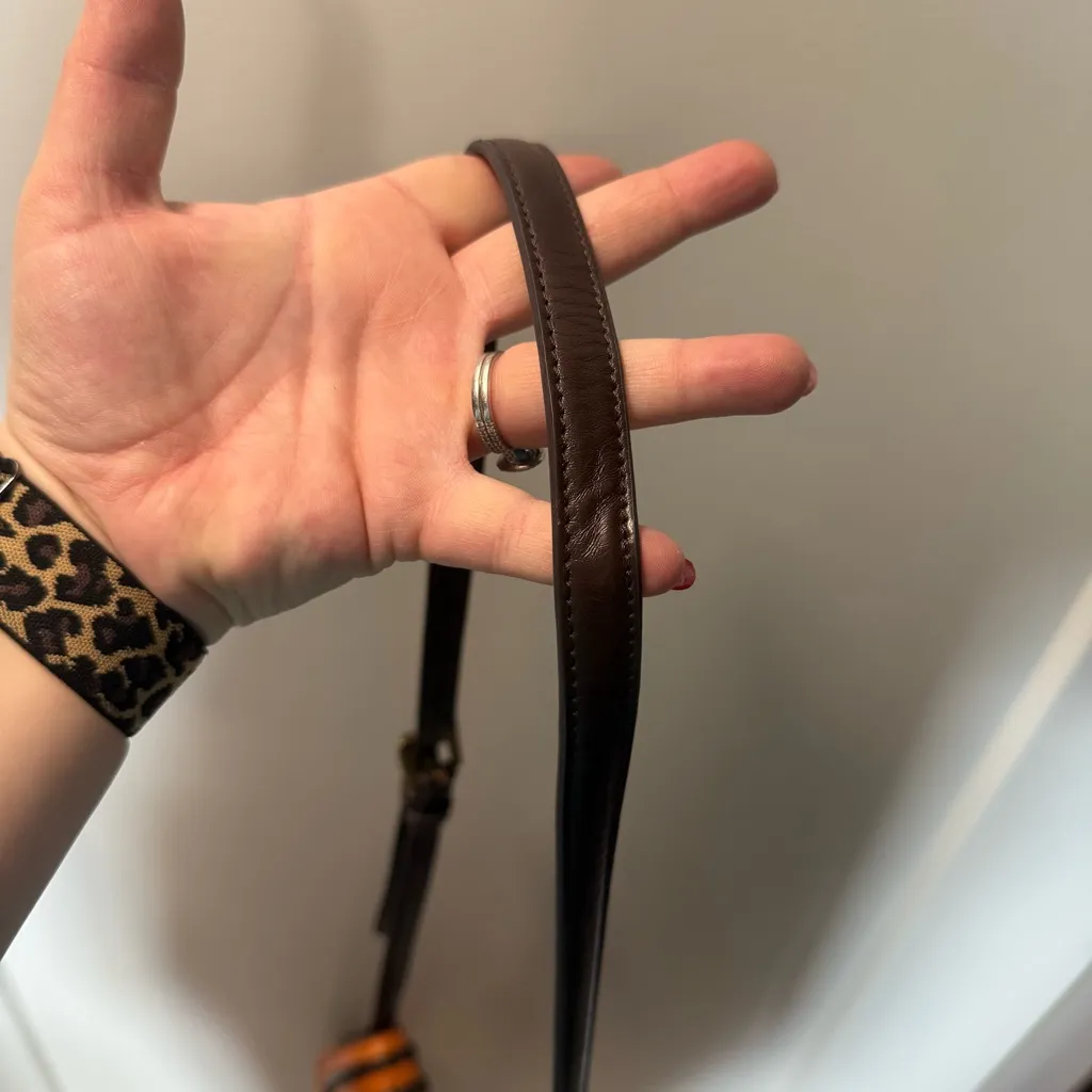 Tignanello Orange Leather‎ Flap Front Saddle Bag Crossbody Accordion Style Purse - Image 12