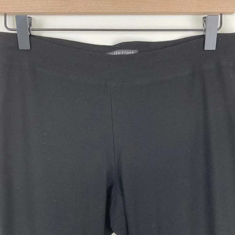 Eileen Fisher Ankle Crepe Pants Pull On Straight Leg Viscose Knit Size XS Black - Image 3