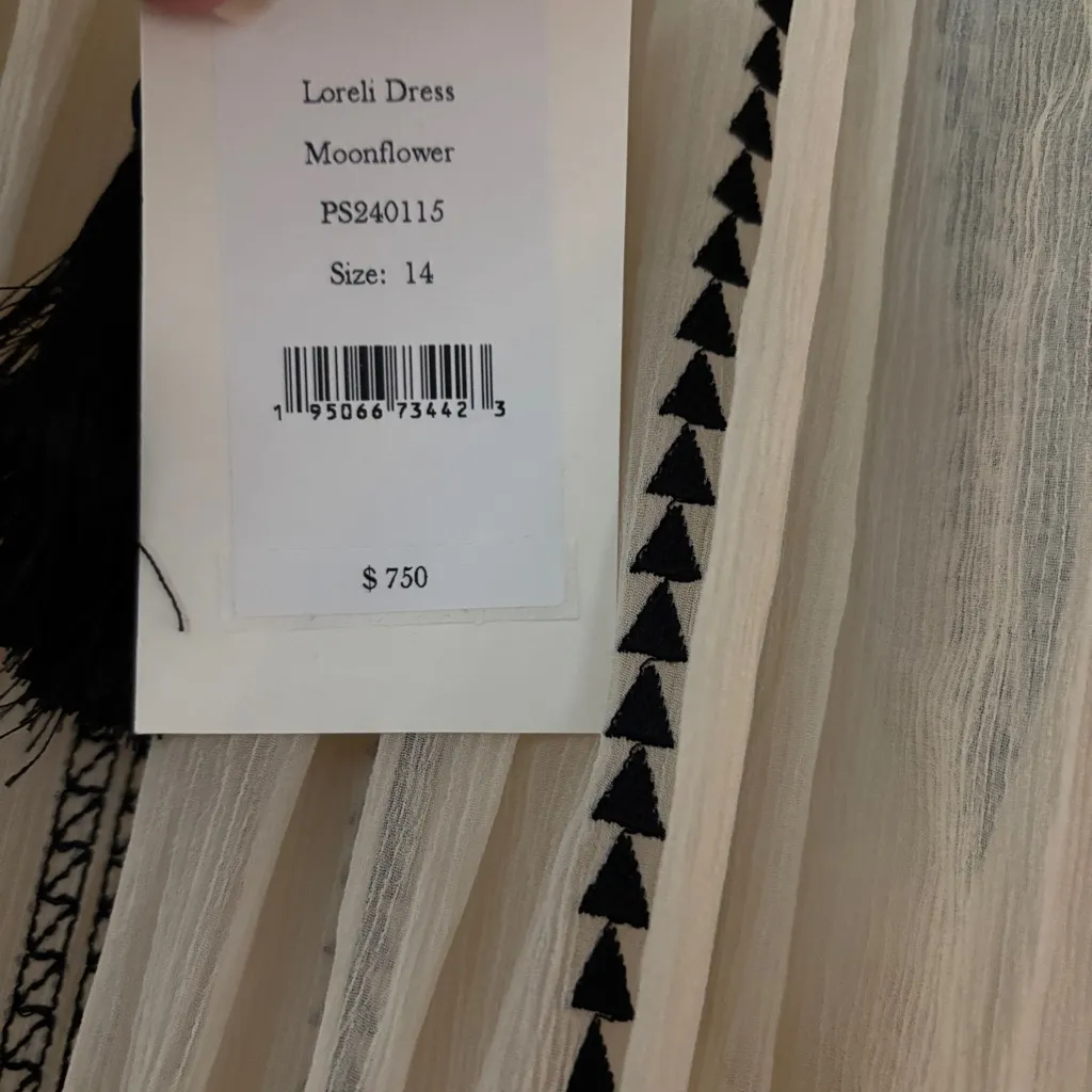 Ulla Johnson Loreli Dress Moonflower Size 14 NEW Boho Bohemian Flowy Tassel Tier - Image 8