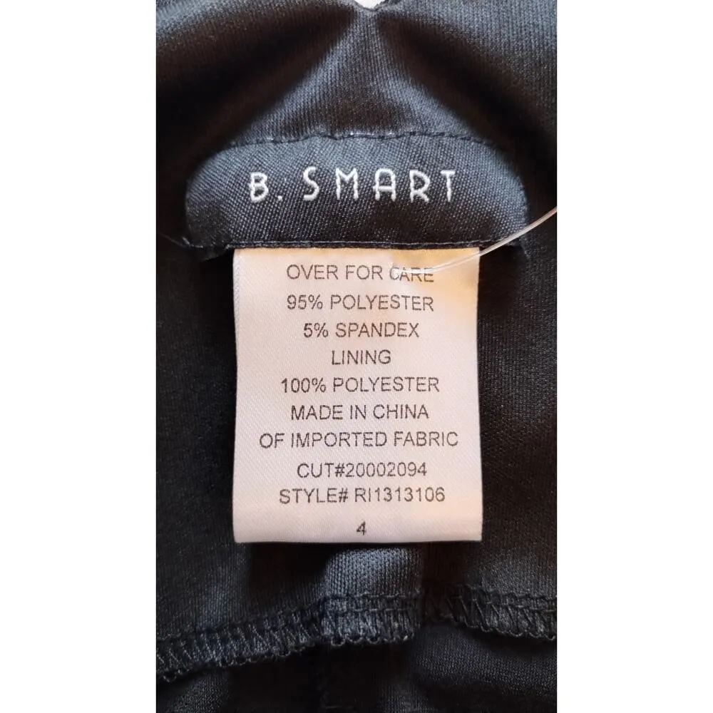 B Smart Sz 4 Black on Black Beaded Self Belt Poly Spandex Dress NWT - Image 4