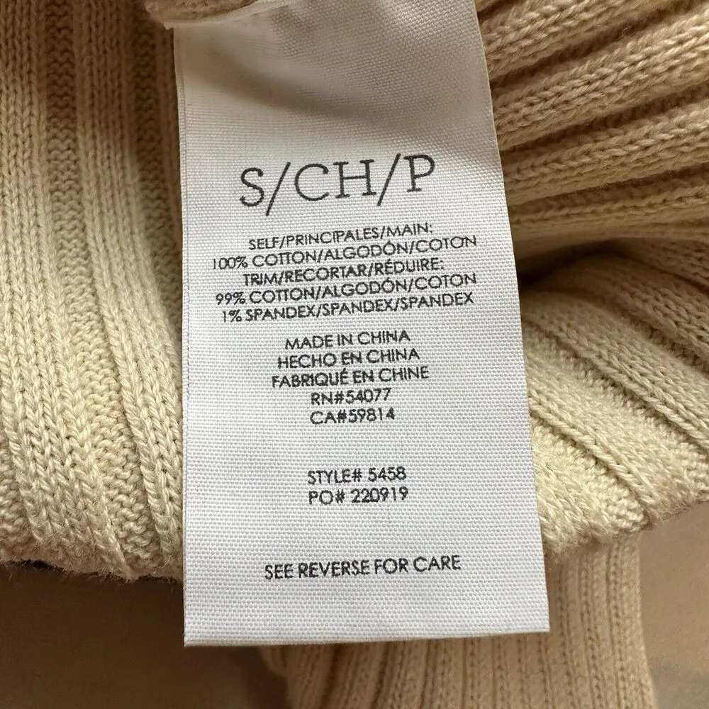 Cabi Ribbed Cotton Cardigan Sweater Small | Ivory Navy Trim Preppy Coastal Chic - Image 9