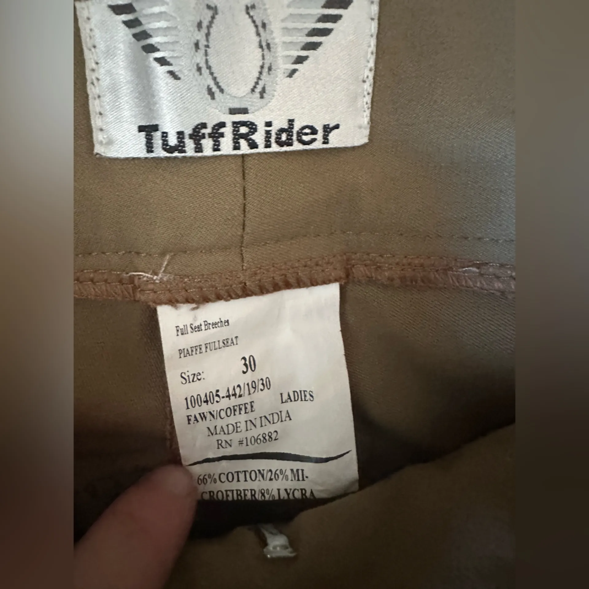 Tuffrider Stylish Women's Tan and Brown Straight-Leg Riding Pants - Image 4