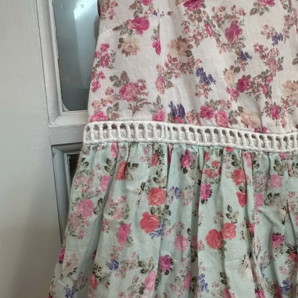 LoveShackFancy Camille Tiered Ruffle Babydoll Floral Western Boho Dress Size XS - Image 8