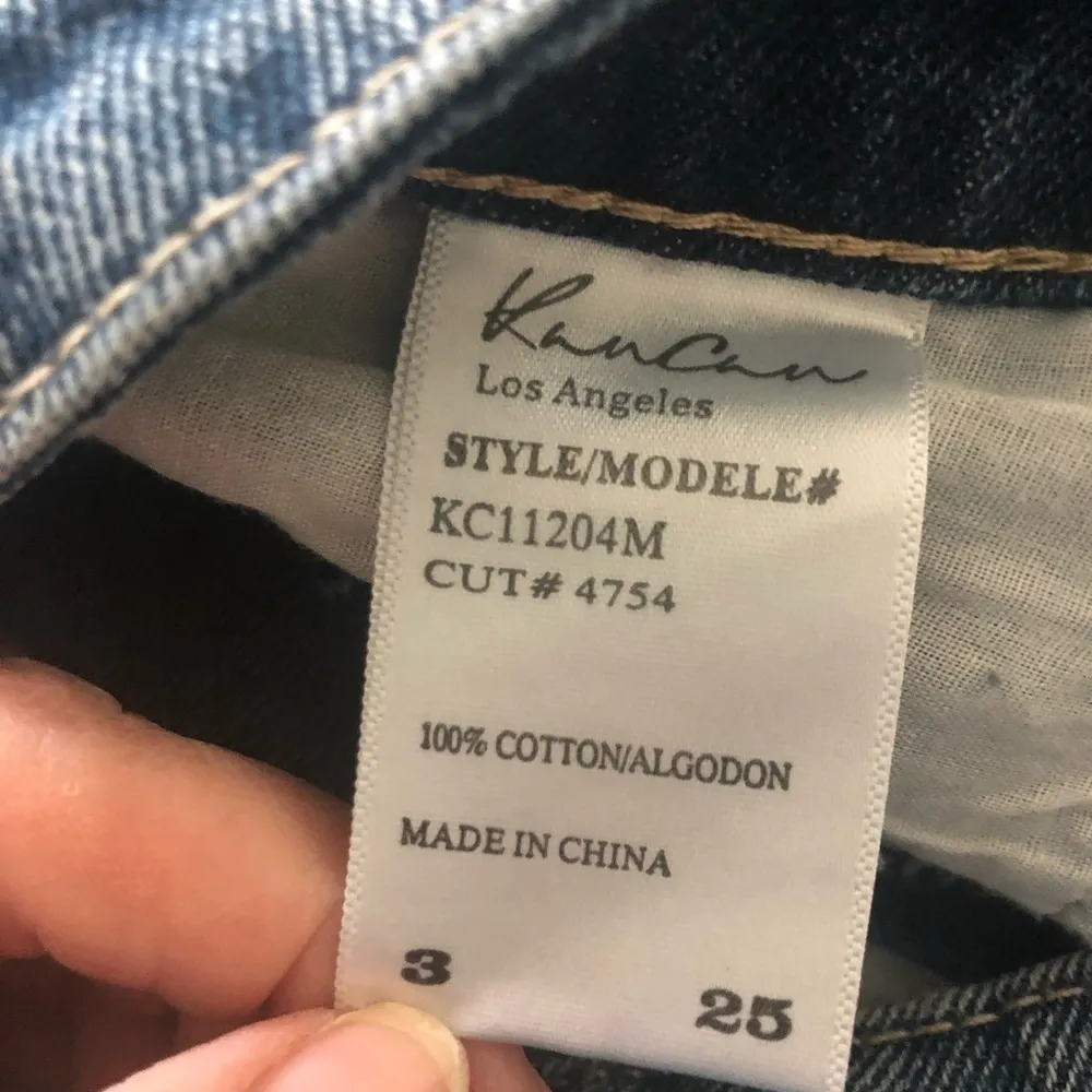 KANCAN High Rise Destroyed Distressed Fringe Shorts Sz. 25/3 Cut Offs Fringe Hem Blue - Image 5