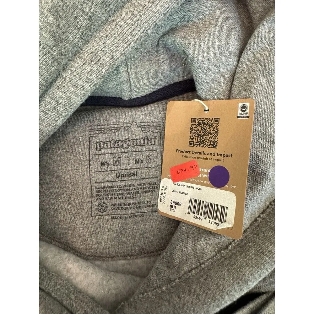 Patagonia Fitz Roy Icon Uprisal Hoodie Gray Mens Small / Womens Medium NWT - Image 5