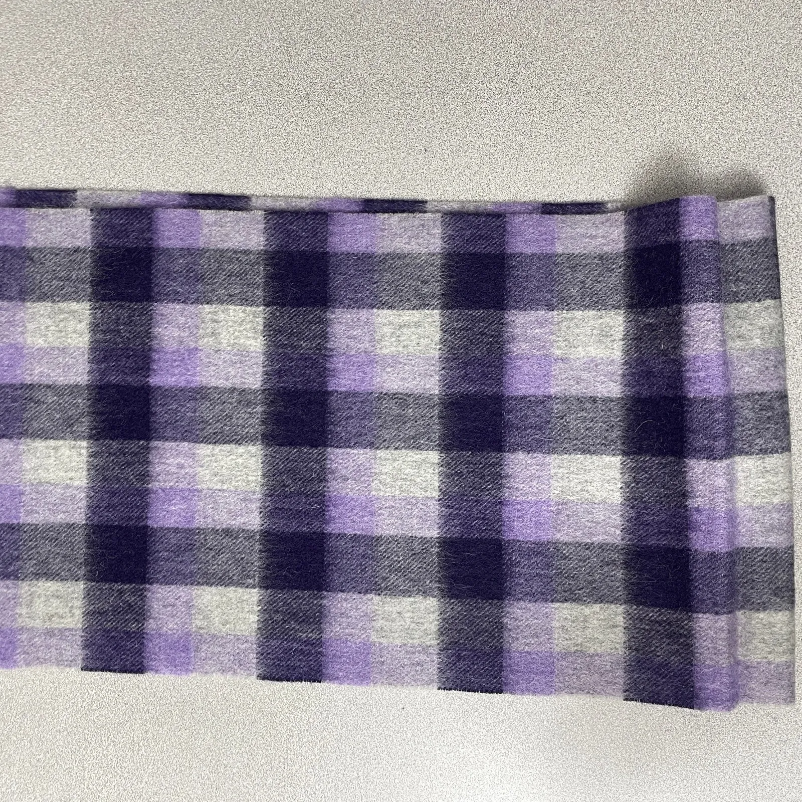 Ballantrae 100% Lambswool Scarf Purple Check Fringe Outdoors Neck Warmer Woven * - Image 7