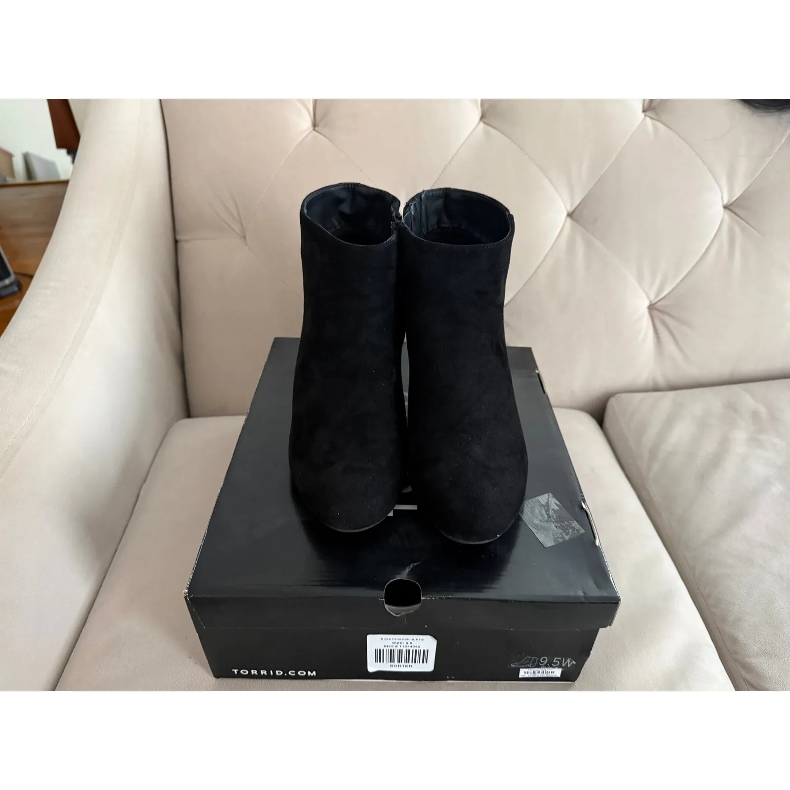 Torrid Black Faux Suede Block Heel Bootie (Wide Width) - Image 8