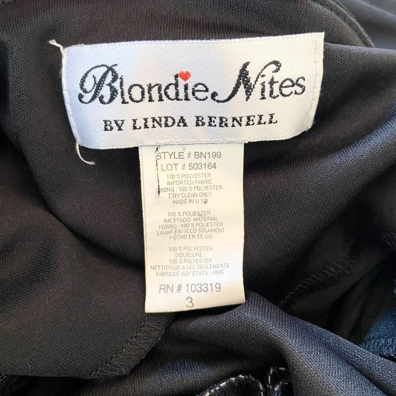 Blondie Nites Early 2000's Cinched Black Belted Asymmetric Prom Formal Dress - Image 6