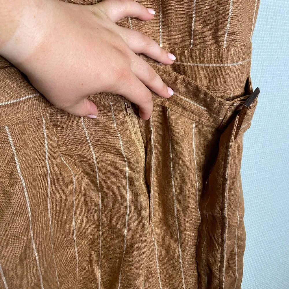 ROOLEE‎ | Womans Romper 100% Linen Medium Brown - Image 6