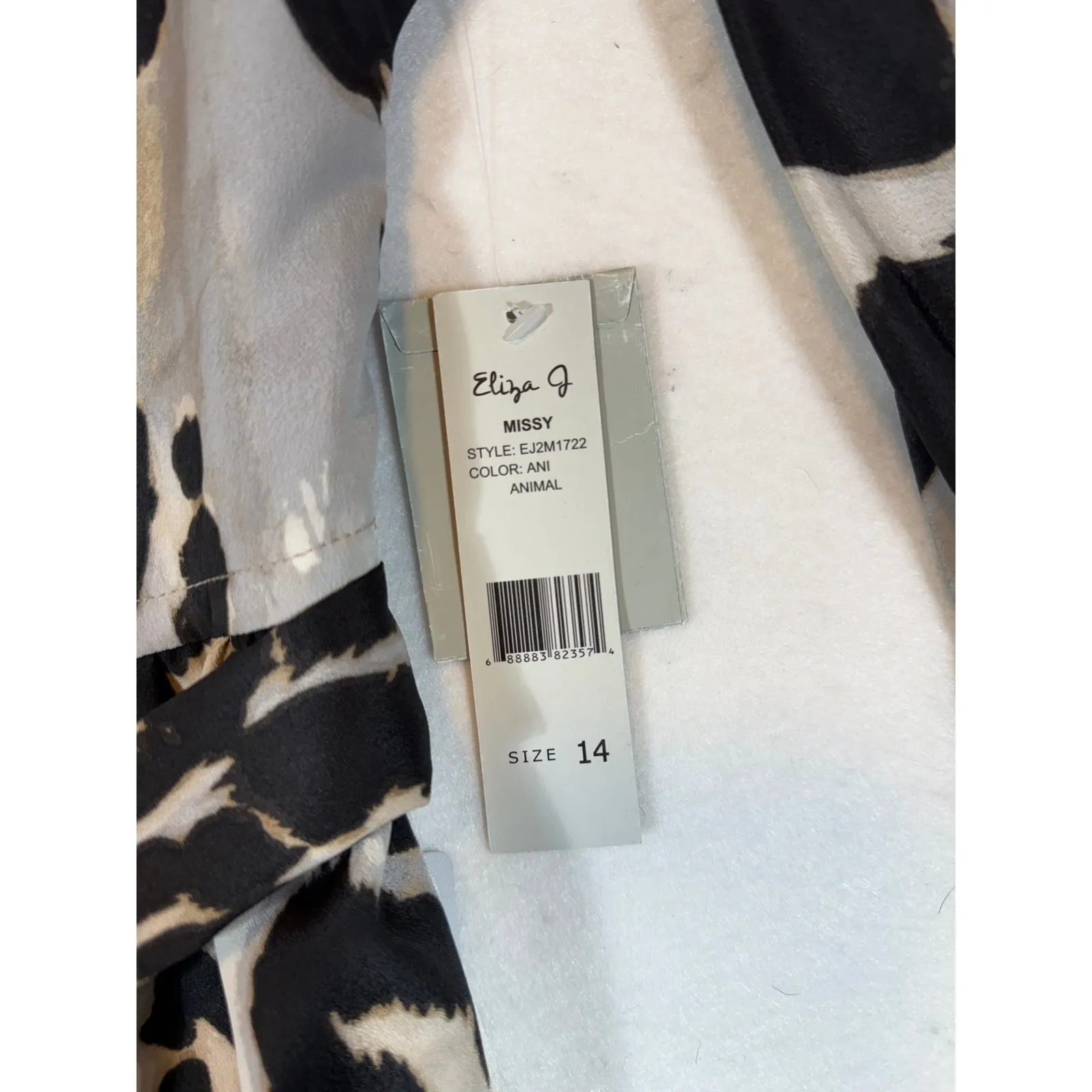 Eliza J Leopard Print Shirt Dress Belted Pockets Midi Size 14 - Image 4