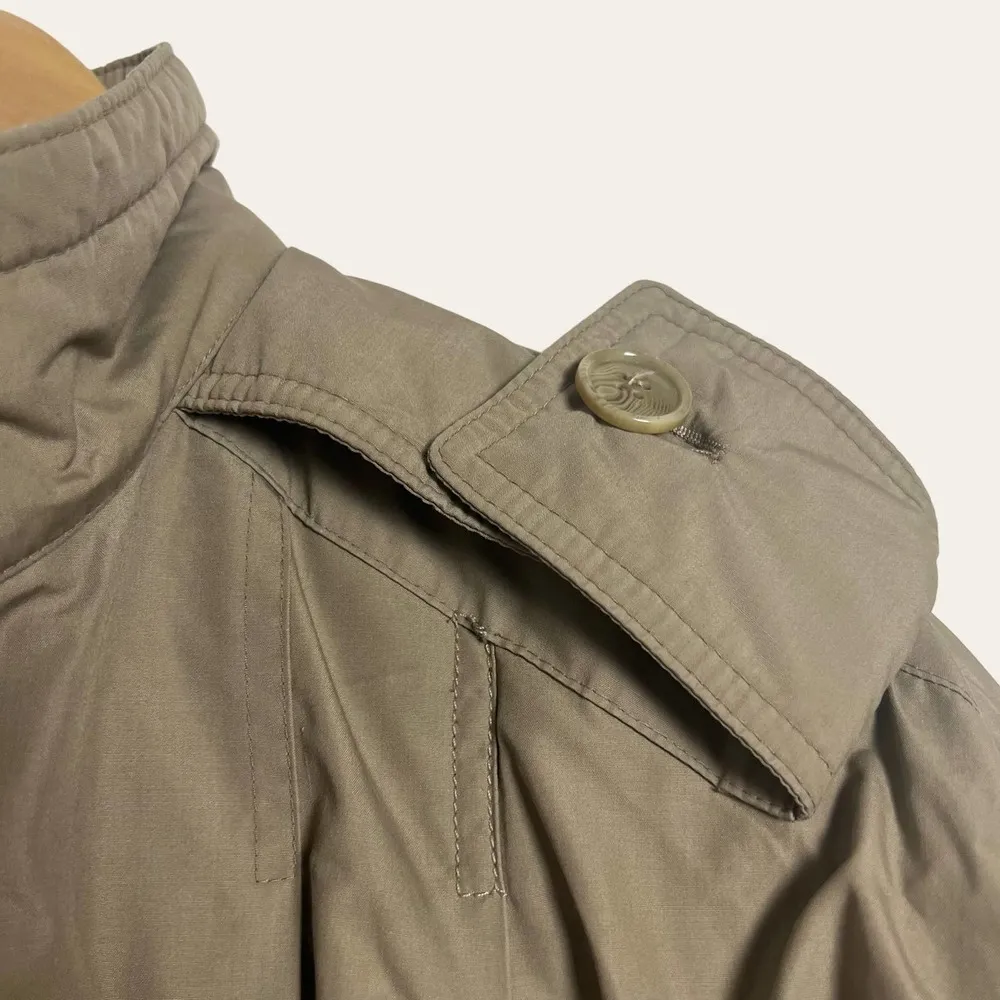 Vintage Thermaster Khaki Wool Insulated Trench Coat Size 6 - Image 7