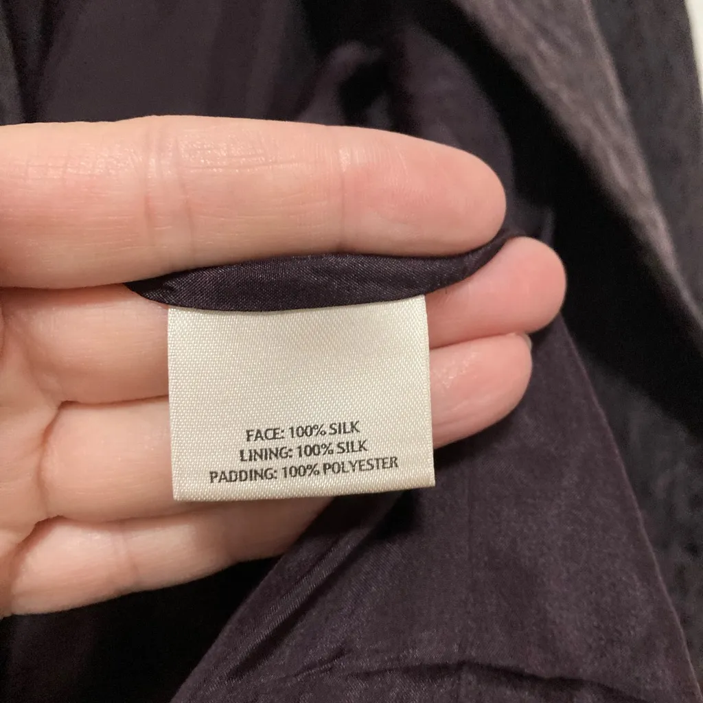 Eileen Fisher Women's Petite Purple 100% Silk Textured Cropped Blazer - Image 3