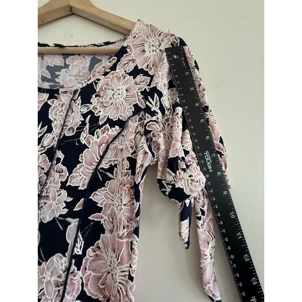 Ladies Sami & Jo short sleeve floral midi Size size Small pink black s - Image 4