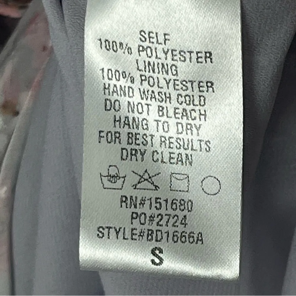 STORIA Chiffon Cherry Blossom Swing High Neck Bell Sleeve Tiered Dress Small - Image 4