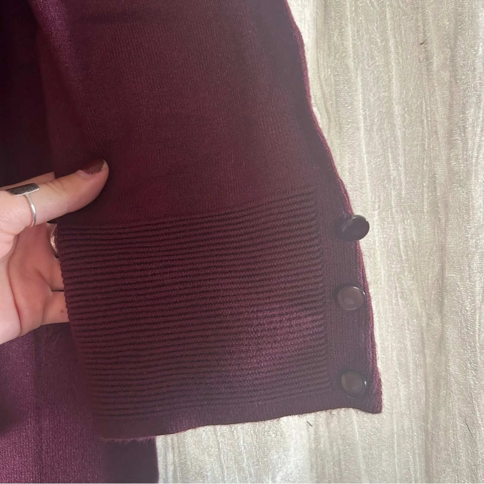 Stitch Fix Evolution by Cyrus Myna‎ Open Cardigan Sweater Layering Plum NEW Sz M Red Size M - Image 3