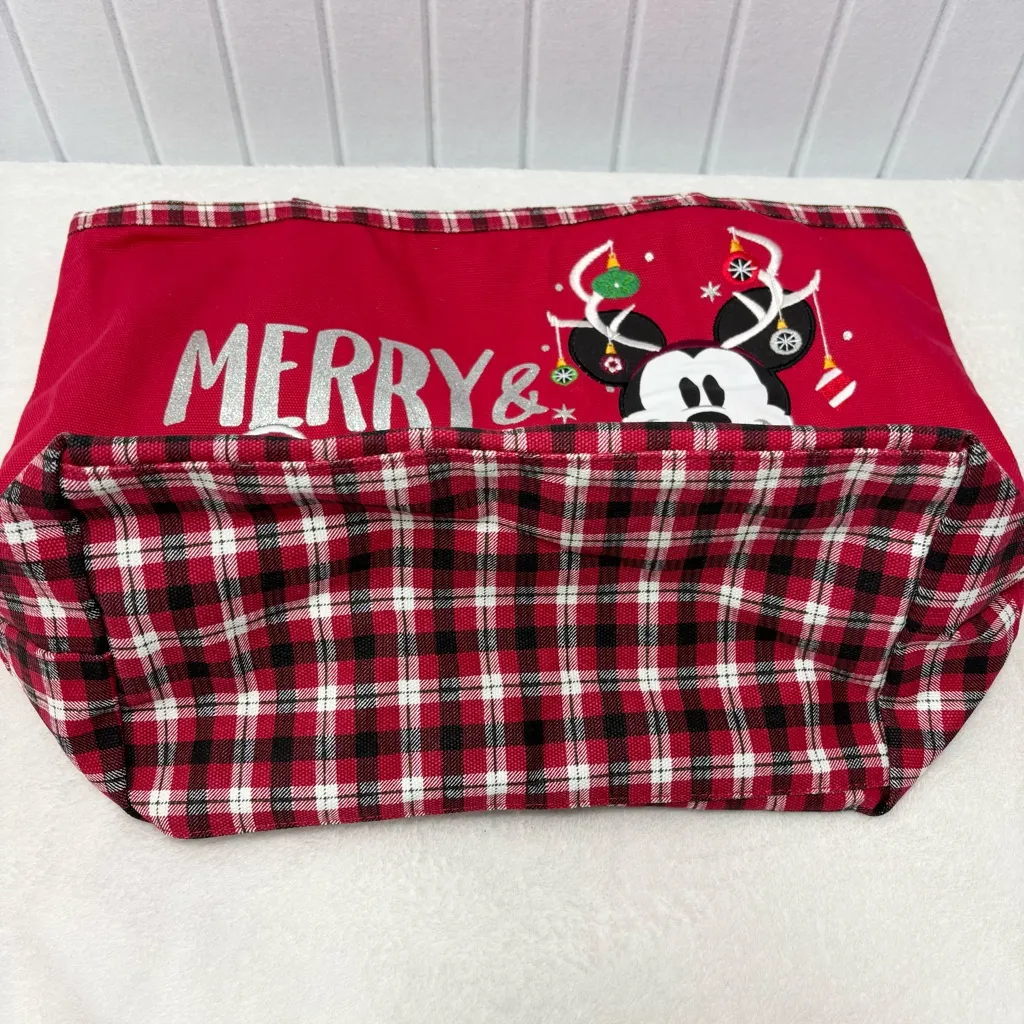 Walt Disney World Mickey Mouse Christmas Ornament Tote Bag‎ Rare Plaid - Image 9