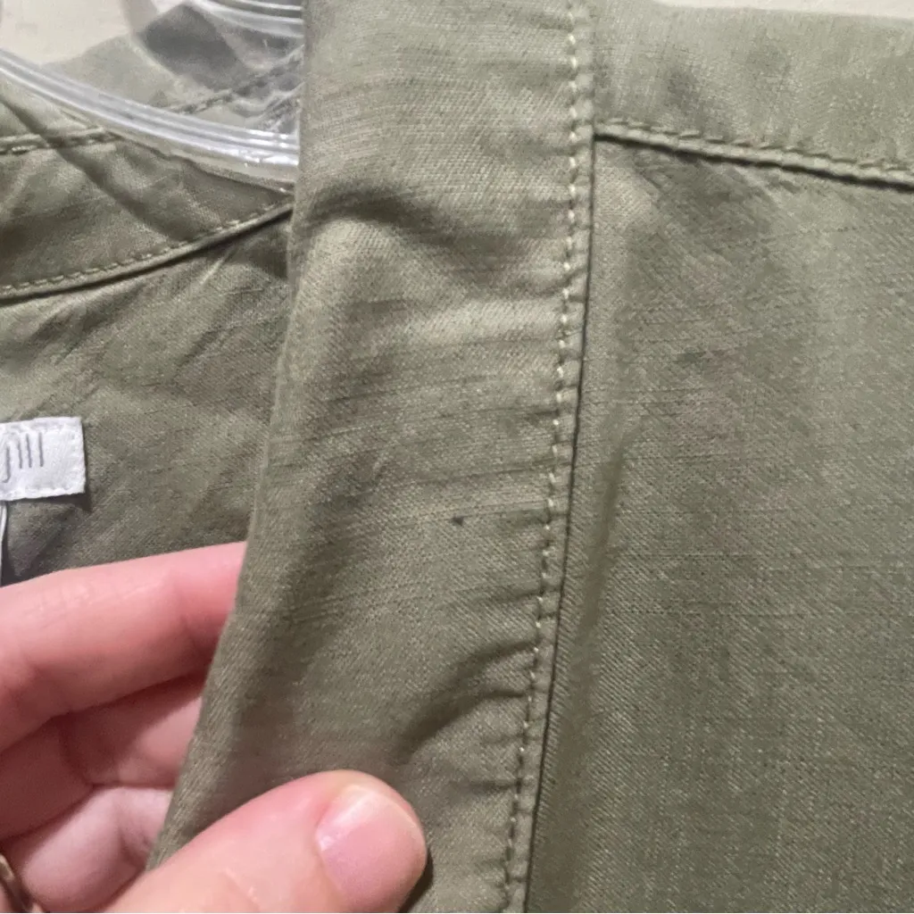 J. Jill Button Down Long Sleeve Collared Shirt Olive Green Women XL Relaxed Fit - Image 9