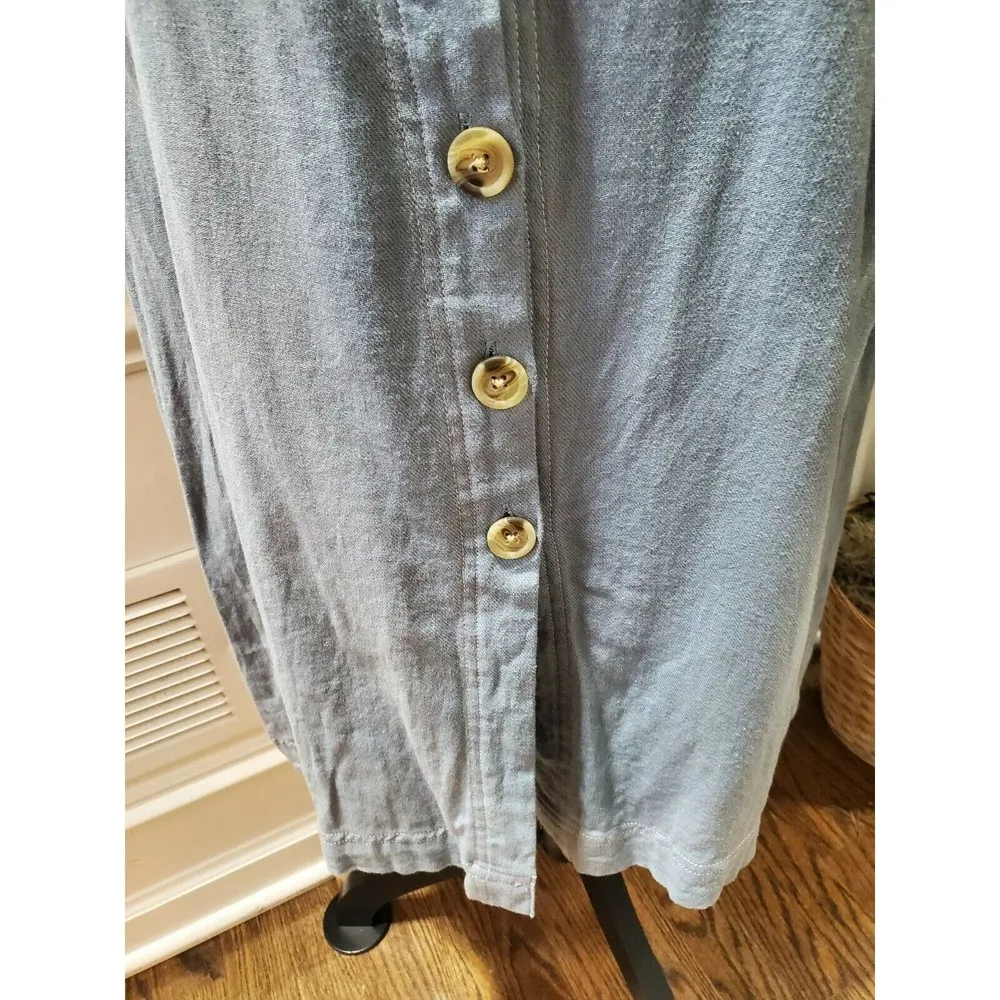 Patrons of Piece Women's Solid Blue 100% Cotton Strappy Knee Length Dress Size S - Image 4