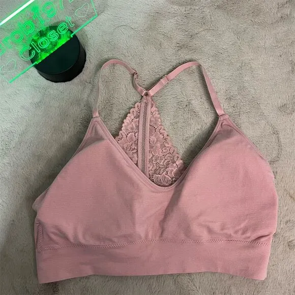 Marilyn Monroe Women's Lace Racerback Bralette Pink XL Adjustable Straps - Image 1