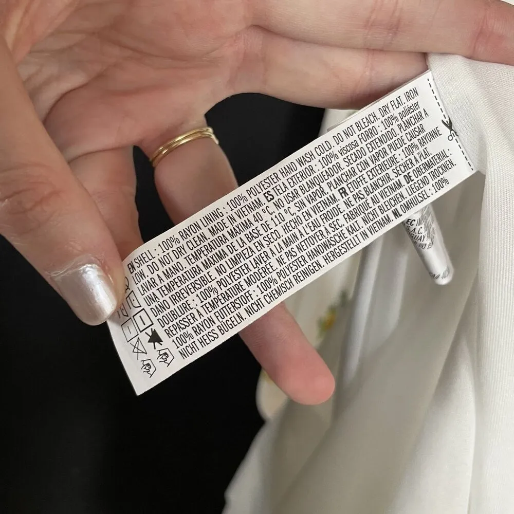 Forever 21 white maxi dress yellow flowers open back style rayon size small - Image 7