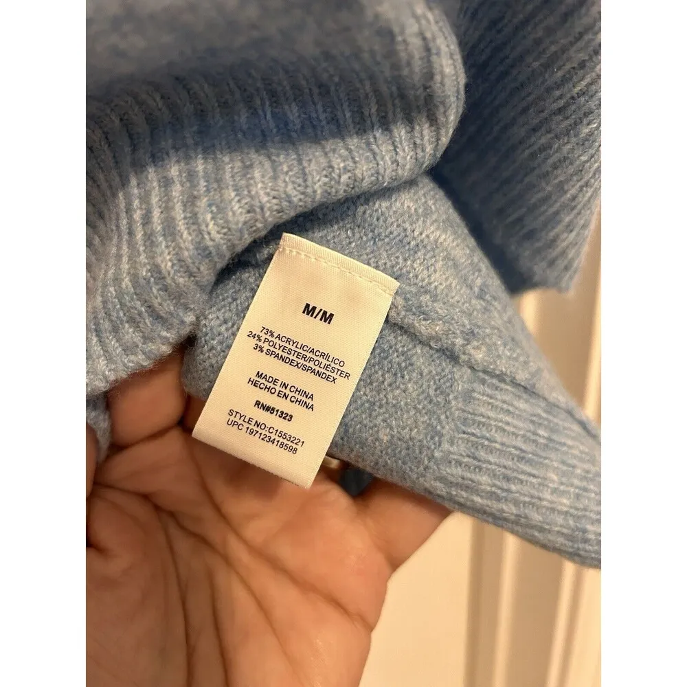 Vince Camuto Women's Long Sleeve Tight Knit Turtleneck Sweater Blue Size Medium - Image 3