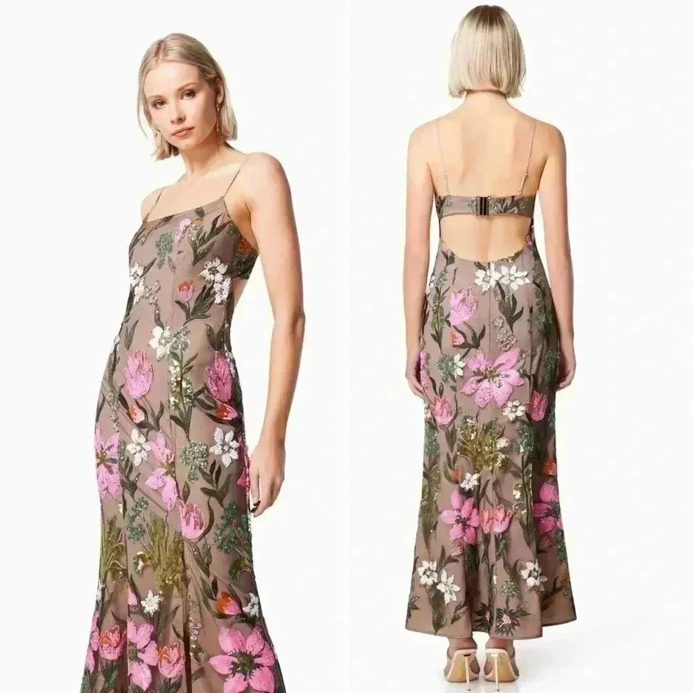 NWOT Elliatt Mesmerize Floral Sequin Maxi Dress Size Small - Image 4
