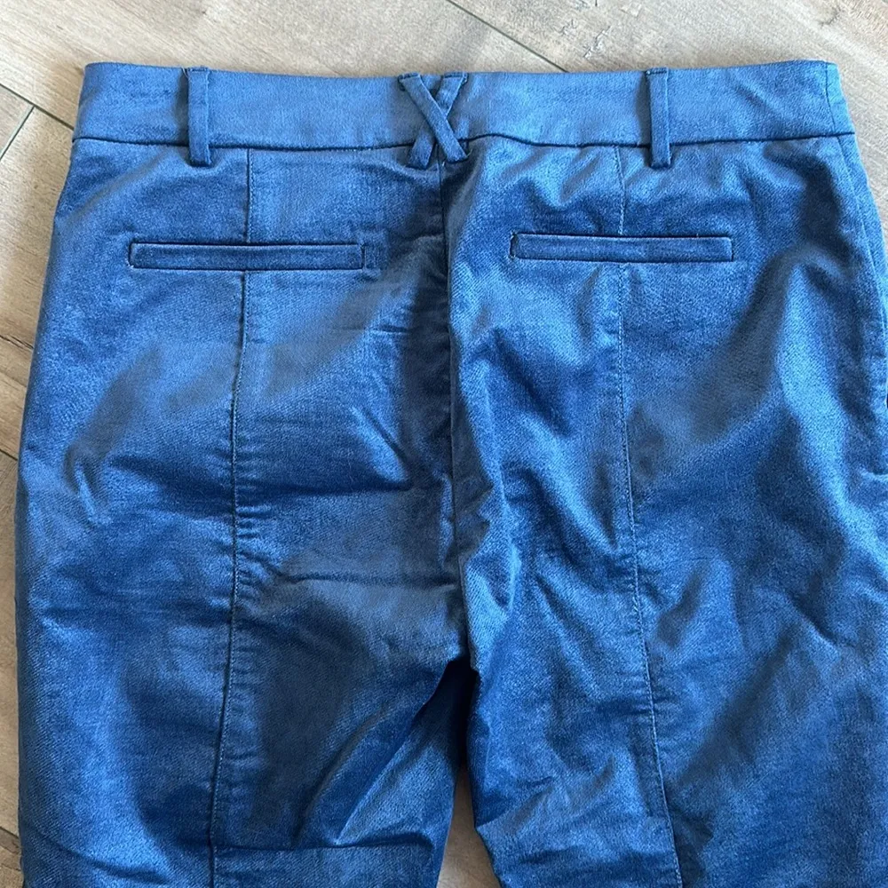 Anthropologie The Essential Slim Trousers Pants Blue Velvet Cropped Sz 6 - Image 8